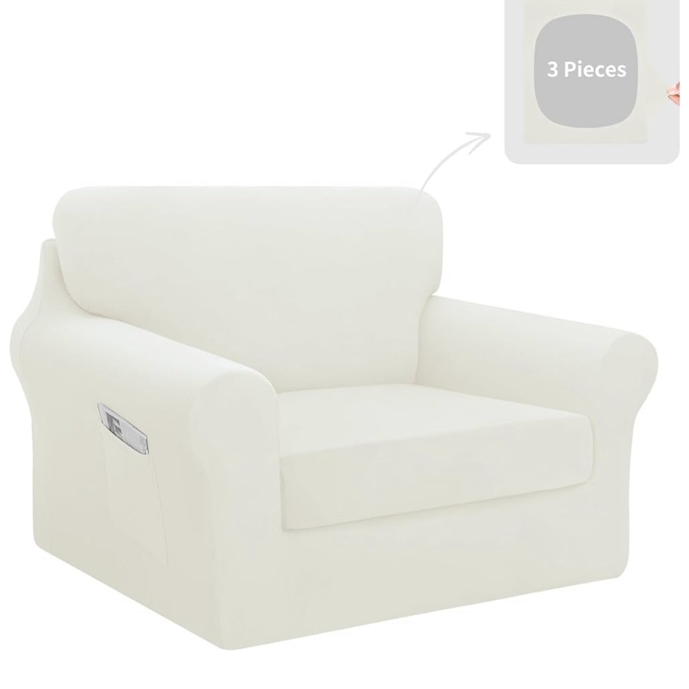 3 Pieces Stretch Chair Cover Washable Chair Slipcover Set
